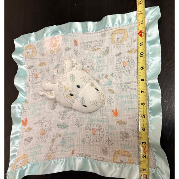 Bananafish Blue Satin Trim Baby Lovey Security Blanket Plush Giraffe Head Safari - Picture 6 of 7
